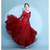 Women's Long Sleeve WaltModern Ballroom Dance Dress Competition Dresses Performance wear