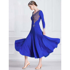 YUN Customisable-Women's Blue DiamonBallroom WaltModern Dance Dresses Dancewear