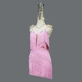 Customisable-Women's Pink Tassel Latin Dance Dress Professional Dance Stage Performance Wear