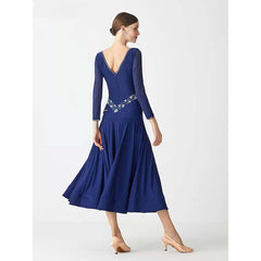 YUN Customisable-Women's Navy DiamonBallroom WaltModern Dance Dresses Dancewear