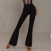 Women's Black High Waist Pants Latin Dance Wear Training Performance Pants
