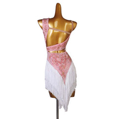 Customisable-Women's Performance Sleeveless Blue Tassels Latin Salsa Dance Dress Competition Dress