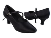Women's Black Satin Customized Heel Modern Ballroom Dance Shoes