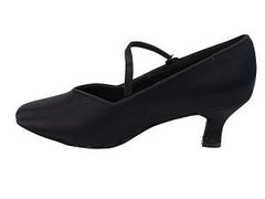 Women's Black Satin Customized Heel Modern Ballroom Dance Shoes