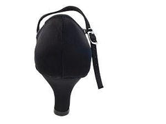 Women's Black Satin Customized Heel Modern Ballroom Dance Shoes