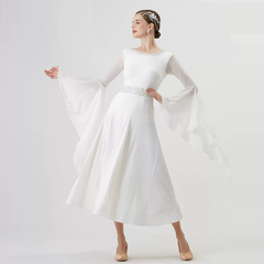 YUN Customisable-Women's Long Sleeve DiamonDress For Ballroom Dancing standard/Smooth Dress