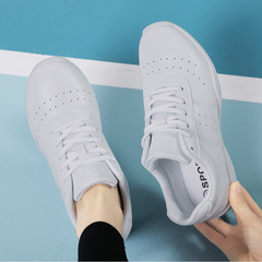 Women's White Microfiber PU JazShoes Lace-up Dance Sneakers