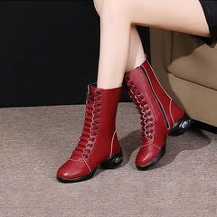 Women's Leatherette 4.5cm Heel Boots JazWith Lace-up Dance Boots Dance Shoes