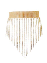 Sparkling Metallic Body Chain Rhinestone Fringe Skirt