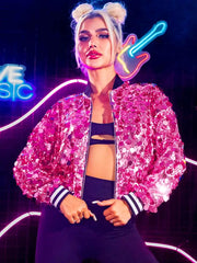 Long Sleeve Pink Sequin Jacket Top