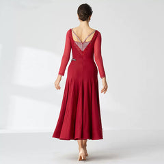 YUN Customisable-Women's Long sleeve DiamonDance Costume Dress For Ballroom Dancing standard/Smooth Dress