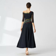 YUN Customisable-Women's Half sleeve DiamonDance Costume Dress For Ballroom Dancing standard/Smooth Dress