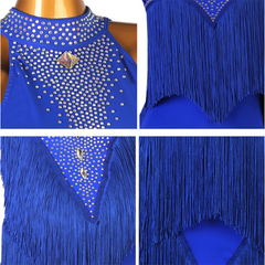 Customisable-Women's Rhinestone Tassels Rumba Latin Dance Dresses Performance Dresses