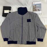 Color-Blocked Plaid Short Jacket