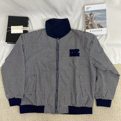 Color-Blocked Plaid Short Jacket