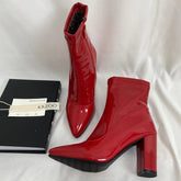 Patent Leather Pointed-Toe Ankle Boots
