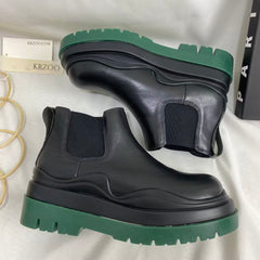 Green-Soled Platform Ankle Boots