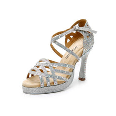 Women's Sparkling Glitter Customized Heel Ballroom Dance Shoes Latin Shoes