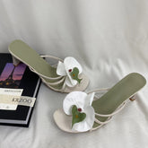 Floral Toe-Post High-Heeled Sandals