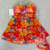 Strapless wooden-earrings short dress set
