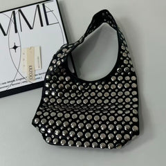 Punk rivet-studded matte shoulder bag
