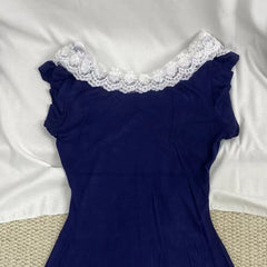 Blue Lace-Trimmed Dress
