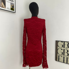 Jacquard Lace Flared Sleeve Dress