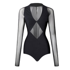 Women's Milk Silk Long Sleeve Bodysuit Practice Dance Wear