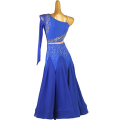 Customisable-Women's Slanted Shoulder WaltBallroom Dance Competition Modern Dance Large Swing Dress