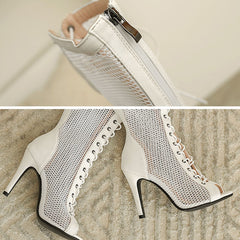 Women's 10cm Heel Microfiber JazShoes Rubber Sole Pole Dancing Shoes