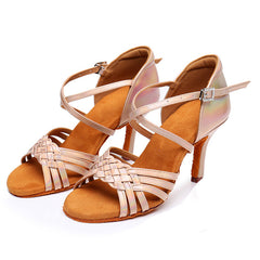 Women's Leatherette 5.5cm/7.5cm/8.5cm Heel Ankle Strap Latin Shoes Ballroom Dance Shoes