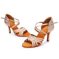 Women's Leatherette 5.5cm/7.5cm/8.5cm Heel Ankle Strap Latin Shoes Ballroom Dance Shoes