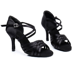 Women's Satin 5.5cm/7.5cm/8.5cm Heel Ankle Strap Latin Dance Shoes Ballroom Dance Shoes