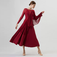 YUN Customisable-Women's Long Sleeve Dress For Ballroom Dancing standard/Smooth Dress