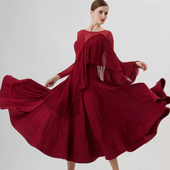 YUN Customisable-Women's Long Sleeve Dress For Ballroom Dancing standard/Smooth Dress