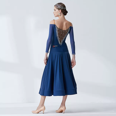 YUN Customisable-Women's Long Sleeve Applique With DiamonCostume Dress For Ballroom Dancing standard/Smooth Dress