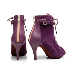 Women's Purple Suede Customized Heel Dance Boots Salsa Dance Shoes