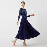 YUN Customisable-Women's Navy DiamonBallroom WaltModern Dance Dresses Dancewear