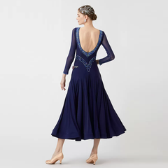 YUN Customisable-Women's Navy DiamonBallroom WaltModern Dance Dresses Dancewear