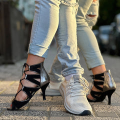 Women's Black Leatherette Suede Customized Heel Heels Dance Boots JazDancing Shoes