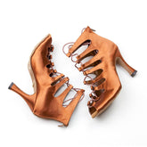Women's Bronze Satin Customized Heel Heels Dance Boots JazDancing Shoes