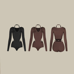 Women's Long Sleeve Dance Tops Bodysuit LeotarPractice DanceWear