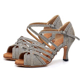 Women's Sparkling Glitter Customized Heel Latin Shoes Ballroom Dance Shoes