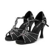 Women's Satin Customized Heel Ballroom Dance Shoes Latin Shoes