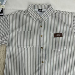 Striped V-neck short-sleeved shirt