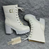 Coarse leather belt buckle ankle boots