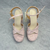 Waterproof platform snake-pattern high heel