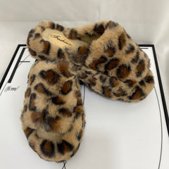 Leopard Print Platform Fur Slippers