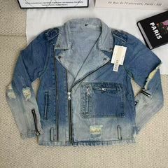 Patched-fit denim jacket coat