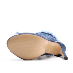 Women's Denim 10cm Denim Rubber Sole Dance Boots Dance Shoes